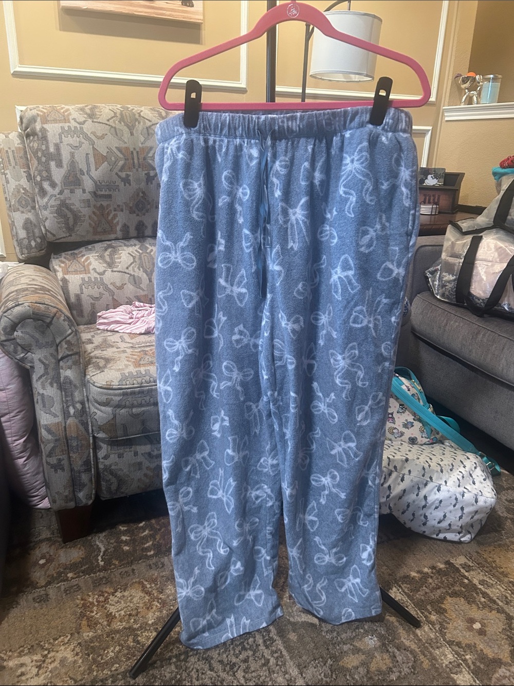 croft & barrow Blue Bow-Print Fleece Lounge Pants
